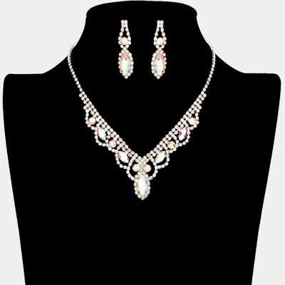 Fashnzfab Crystal Rhinestone Pave Necklace In Silver