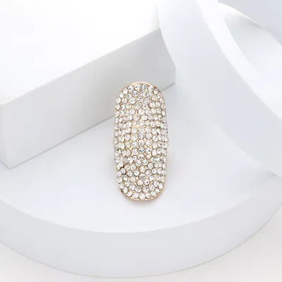 Fashnzfab Crystal Rhinestone Pave Stretch Cocktail Ring In Gold