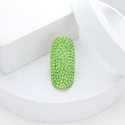 Fashnzfab Crystal Rhinestone Pave Stretch Cocktail Ring In Green