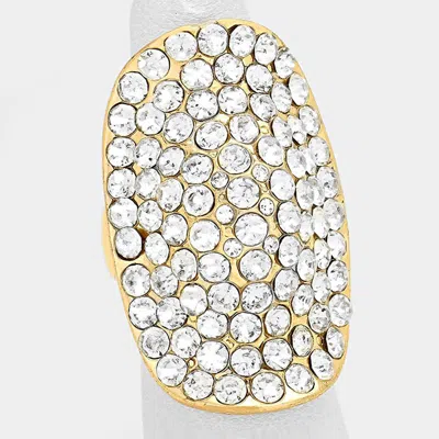 Fashnzfab Crystal Rhinestone Pave Stretch Cocktail Ring In Multi