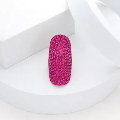 Fashnzfab Crystal Rhinestone Pave Stretch Cocktail Ring In Pink