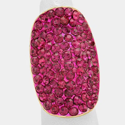 Fashnzfab Crystal Rhinestone Pave Stretch Cocktail Ring In Pink
