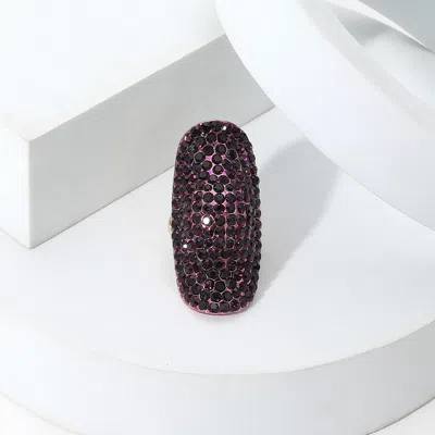 Fashnzfab Crystal Rhinestone Pave Stretch Cocktail Ring In Red