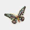 Fashnzfab Crystal Rhinestone Paved Butterfly Pin Brooch In Multi
