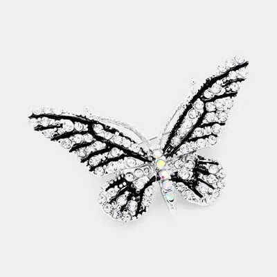 Fashnzfab Crystal Rhinestone Paved Butterfly Pin Brooch In Multi