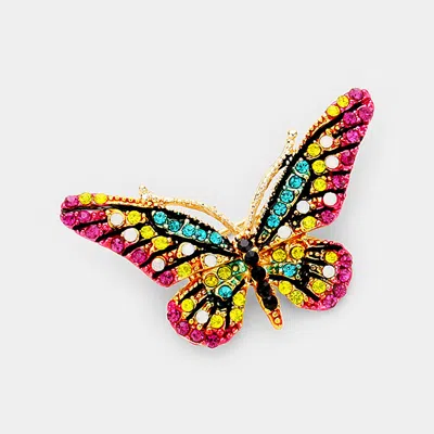 Fashnzfab Crystal Rhinestone Paved Butterfly Pin Brooch In Pattern