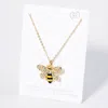 Fashnzfab Crystal Rhinestone Paved Enamel Honey Bee Pendant Necklace In Gold