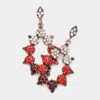Fashnzfab Crystal Rhinestone Paved Evening Dangle Earrings - Copper, Siam In Red