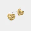 Fashnzfab Crystal Rhinestone Paved Heart Stud Earrings In Gold