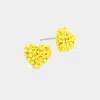 Fashnzfab Crystal Rhinestone Paved Heart Stud Earrings In Yellow