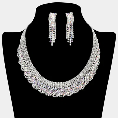 Fashnzfab Crystal Rhinestone Paved Layered Collar Necklace In Multi