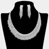 Fashnzfab Crystal Rhinestone Paved Layered Collar Necklace In Silver