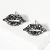 Fashnzfab Crystal Rhinestone Paved Lips Stud Earrings In Blue