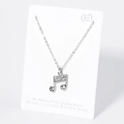 Fashnzfab Crystal Rhinestone Paved Music Notes Pendant Necklace In Green