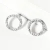 Fashnzfab Crystal Rhinestone Paved Open Circle Stud Earrings In Multi