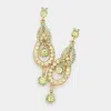 Fashnzfab Crystal Rhinestone Rosette Dangle Evening Earrings In Yellow