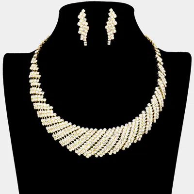 Fashnzfab Crystal Rhinestone Round Collar Necklace In Black