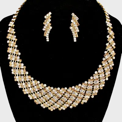 Fashnzfab Crystal Rhinestone Round Collar Necklace In Gray