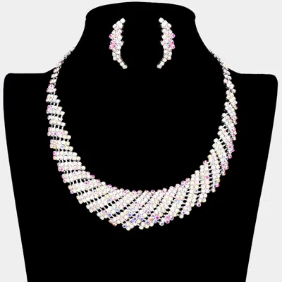 Fashnzfab Crystal Rhinestone Round Collar Necklace In Metallic