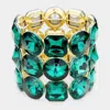 Fashnzfab Crystal Rhinestone Round Stretch Bracelet Gold, Green In Multi