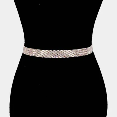 Fashnzfab Crystal Rhinestone Sash Ribbon Bridal Wedding Belt / Headband In Gold
