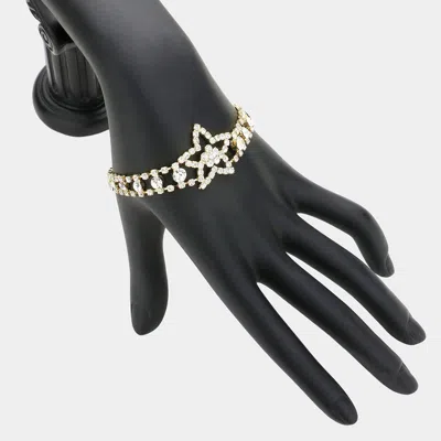 Fashnzfab Crystal Rhinestone Star Flower Bracelet In Gold