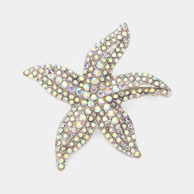 Fashnzfab Crystal Rhinestone Starfish Pin Brooch In Gold