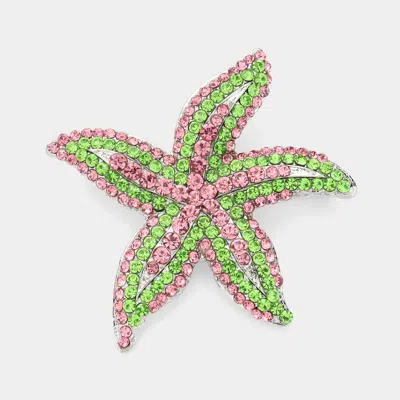 Fashnzfab Crystal Rhinestone Starfish Pin Brooch In Multi
