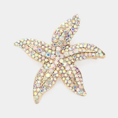 Fashnzfab Crystal Rhinestone Starfish Pin Brooch In Multi
