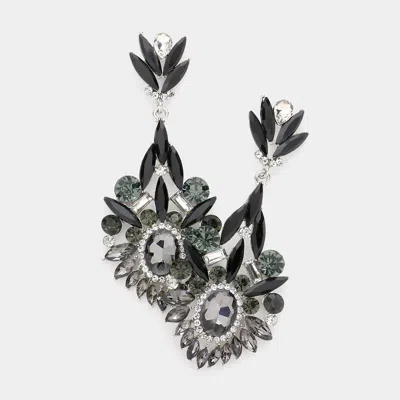 Fashnzfab Crystal Rhinestone Statement Evening Earrings In Black
