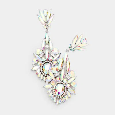 Fashnzfab Crystal Rhinestone Statement Evening Earrings In Blue