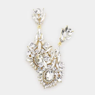 Fashnzfab Crystal Rhinestone Statement Evening Earrings In Silver