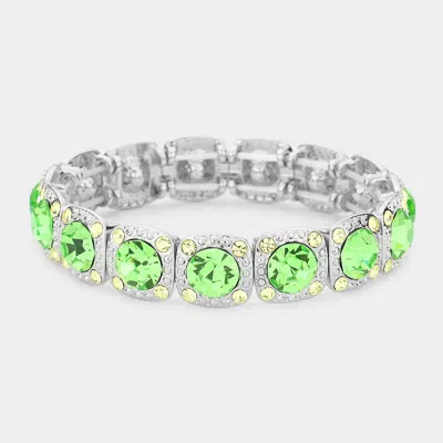 Fashnzfab Crystal Rhinestone Stretch Bracelet Ab, Green