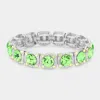 Fashnzfab Crystal Rhinestone Stretch Bracelet Ab, Green In Multi