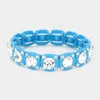 Fashnzfab Crystal Rhinestone Stretch Bracelet Clear, Turquoise In Multi