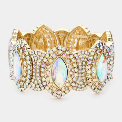 Fashnzfab Crystal Rhinestone Stretch Evening Bracelet Ab, Gold