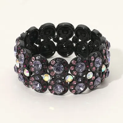 Fashnzfab Crystal Rhinestone Stretch Evening Bracelet Amethyst, Black