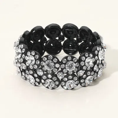 Fashnzfab Crystal Rhinestone Stretch Evening Bracelet Black, Clear