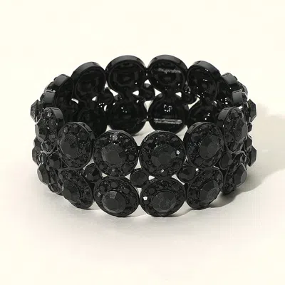 Fashnzfab Crystal Rhinestone Stretch Evening Bracelet Black, Jet Black In Multi