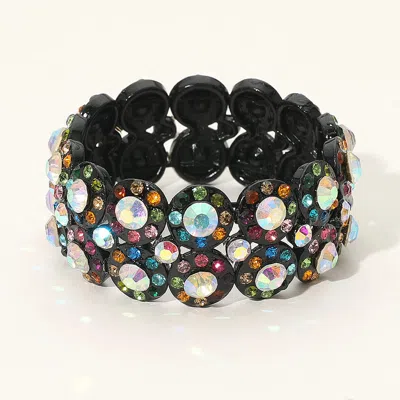 Fashnzfab Crystal Rhinestone Stretch Evening Bracelet Black, Multi