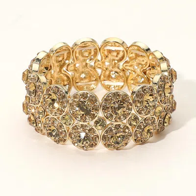 Fashnzfab Crystal Rhinestone Stretch Evening Bracelet Gold, Lt Col Topaz In Multi