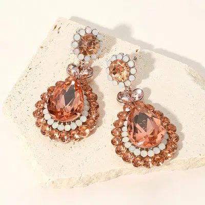 Fashnzfab Crystal Rhinestone Teardrop Drop Evening Earrings In Red