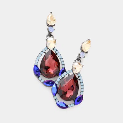 Fashnzfab Crystal Rhinestone Teardrop Evening Earrings - Multi