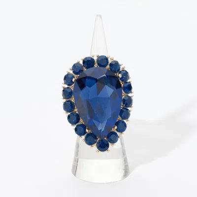 Fashnzfab Crystal Rhinestone Teardrop Stretch Cocktail Ring In Multi