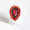 Fashnzfab Crystal Rhinestone Teardrop Stretch Cocktail Ring In Red