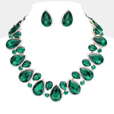 Fashnzfab Crystal Rhinestone Trim Teardrop Collar Evening Necklace In Gold