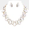 Fashnzfab Crystal Rhinestone Trim Teardrop Collar Evening Necklace In Gold