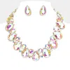 Fashnzfab Crystal Rhinestone Trim Teardrop Collar Evening Necklace In Multi