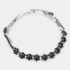 Fashnzfab Crystal Rosette Link Bracelet Jet Black In Black