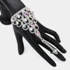 Fashnzfab Crystal Round Marquise Rhinestone Pave Hand Chain Evening Bracelet Ab, Silver In Multi